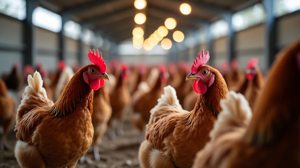 The image shows a diagram illustrating air flow in a poultry house, part of the Ventilation Guide PDF.